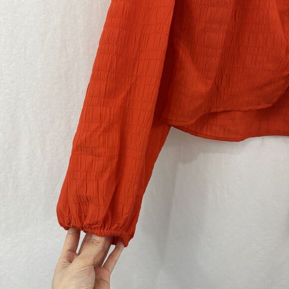 Levis Embry Tie Front Orange Top Womens Size M Boho Fall Lightweight Festival - Picture 6 of 10